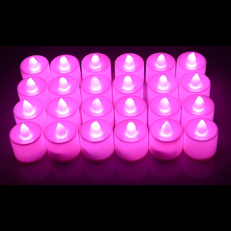 24 шт многоцветные мини электронные свечи в форме столба Свадебные вечерние свечи на День святого Валентина бездымные светодиодные свечи