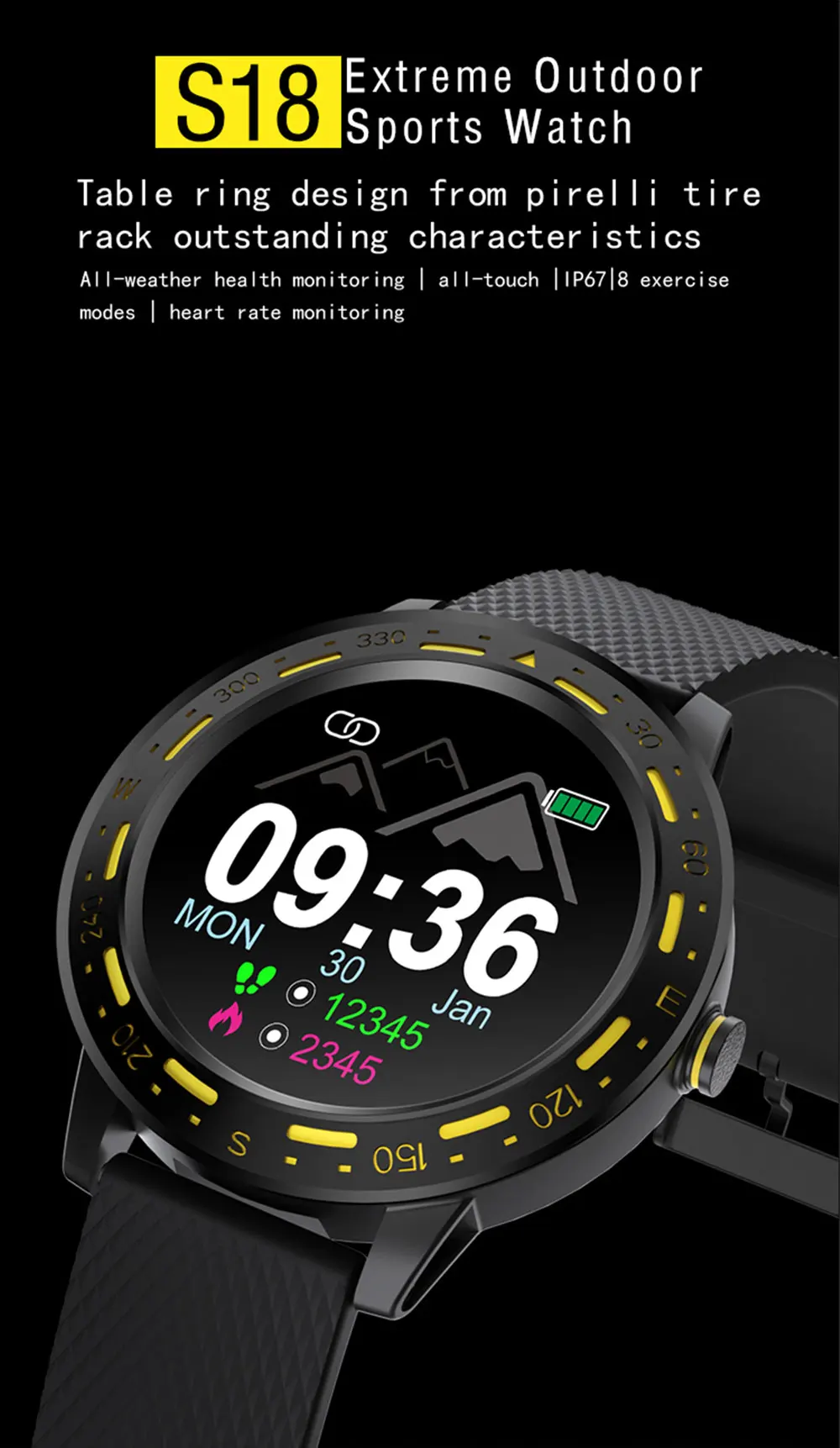 S18, женские Смарт-часы, IP67, водонепроницаемые, полный сенсорный экран, длительное время ожидания, пульсометр, спортивные Смарт-часы, мужские часы для Android Ios
