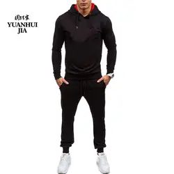 2019 новая брендовая мужская одежда, Повседневная Хип-Хоп Уличная одежда, Хлопковая мужская спортивная одежда с капюшоном, костюм из двух