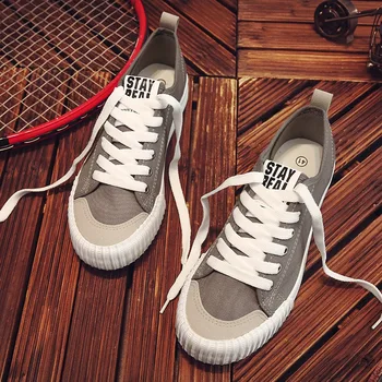 

QWEDF Fashion men's vulcanized low shoes canvas sneakers men casual flats loafers male footwear tenis Spring fashionable AH-53