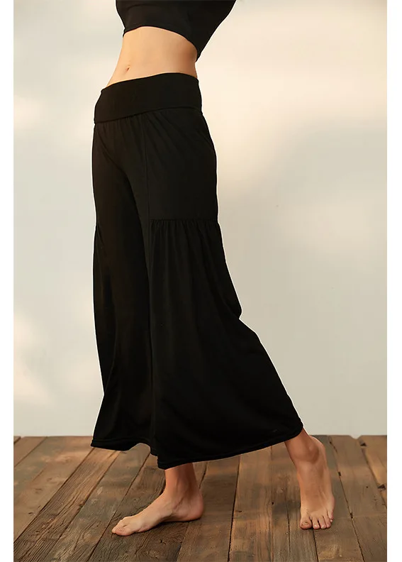 

WOMEN'S Sports Casual Black And White with Pattern Trousers Loose-Fit Yoga Fitness Pants Elastic Band Sports Ninth Pants