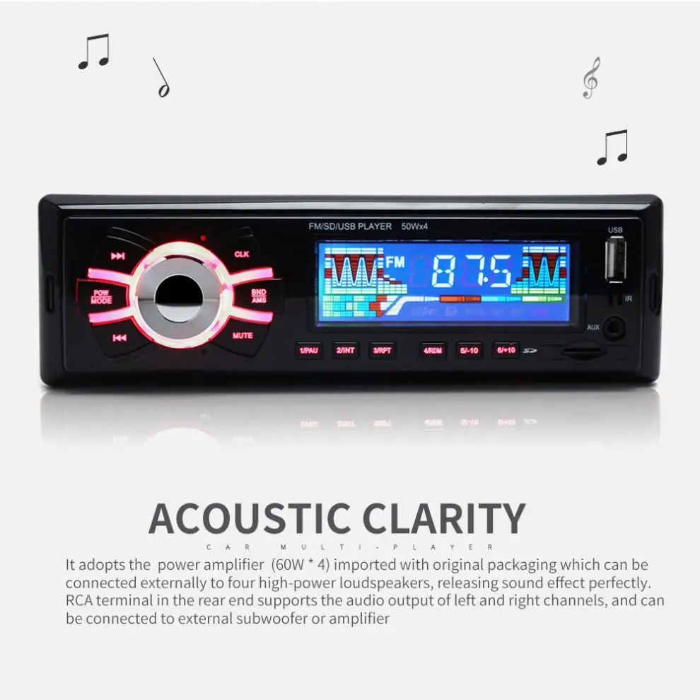 12V стерео автомобильное радио авто MP3 аудио воспроизведение плеер Поддержка USB SD