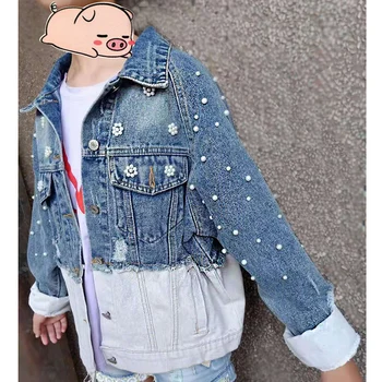 

Fashion new casual autumn heavy work beaded stitching denim jacket