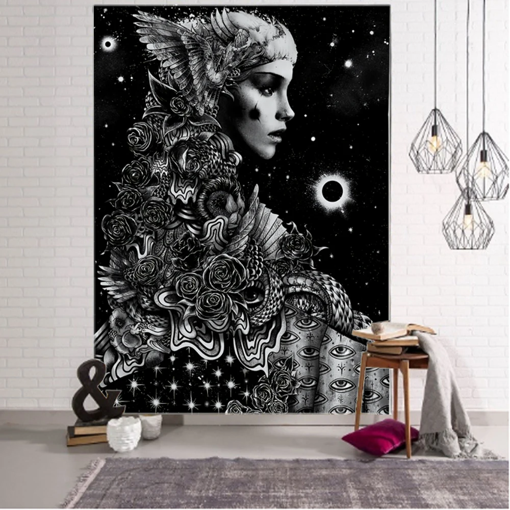 Nordic goddess occupying decorative tapestry mandala bohemian tapestry art deco blanket curtain hanging Tapestry Decor at home bedroom