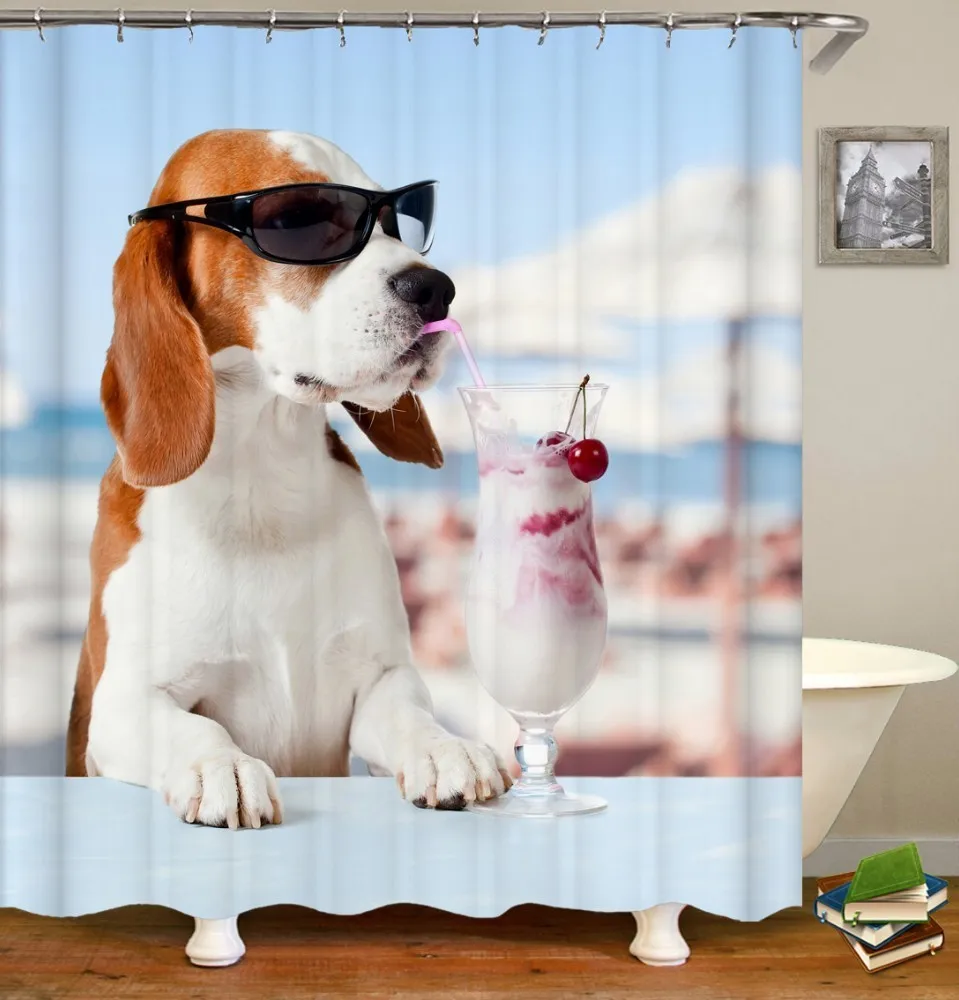 Vozro Cat And Dog Pattern Shower Curtain Bath Bape Douchegordijn Pascoa Cortina Banheiro Splatoon Miniaturas Cthulhu Bathroom | Дом и сад