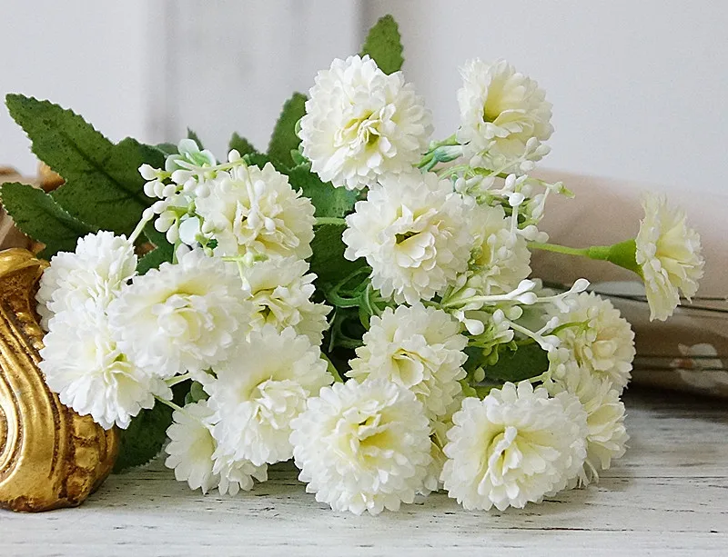 White 7 шт. 20 головок маленький Букет сирени цветок из искусственного шелка для домашнего свадебного украшения, удерживающее украшение Искусственные цветы Diy материал - Цвет: White