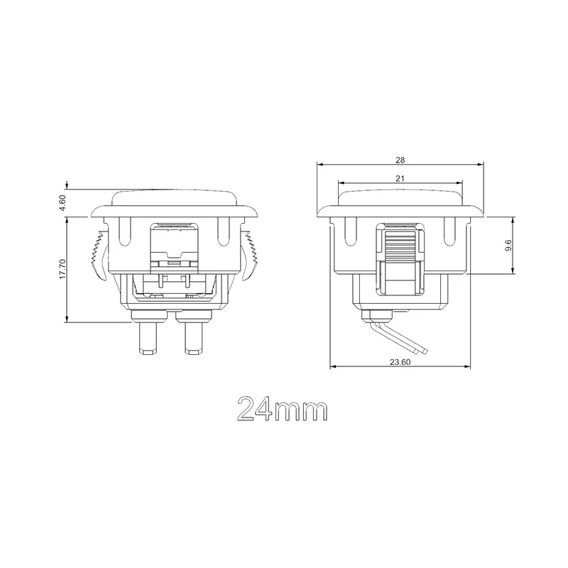 メカニカルボタン,24mm,8個,透明,パンク,ワークショップ,税関