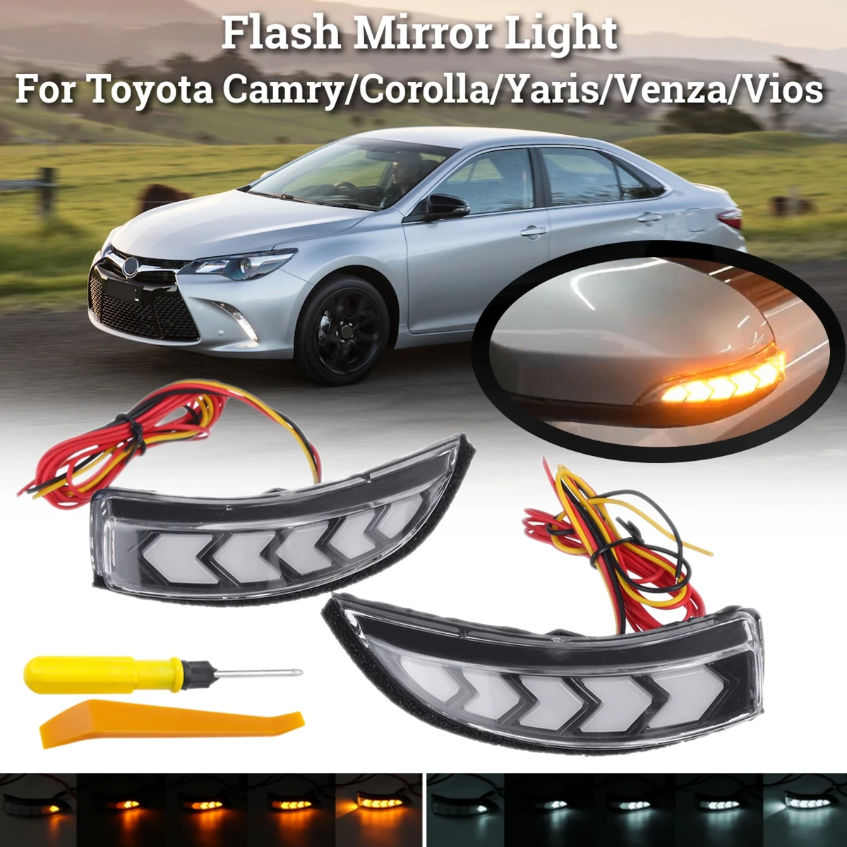 Автомобильное Зеркало со светодиодным индикатором поворосветильник для Toyota Prius