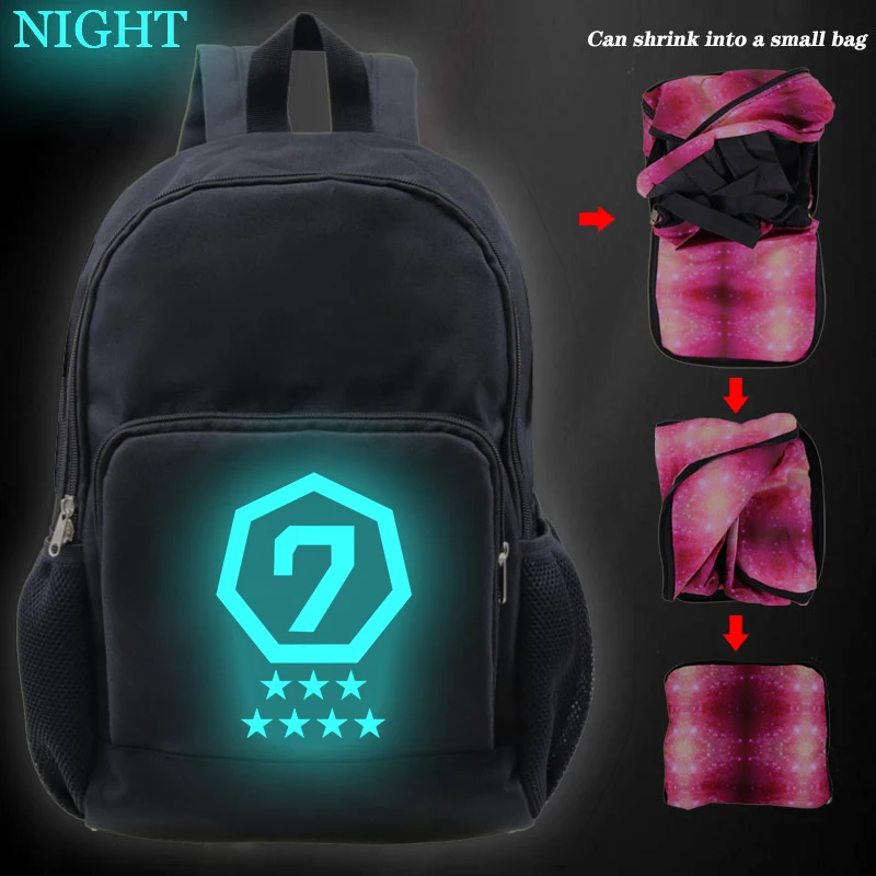 

2019 New GOT7 Print Woman Man School Backpack Bag Travel Backpack Bagpack Students Daily Travel Folding Bookbag Bags Sac A Doc