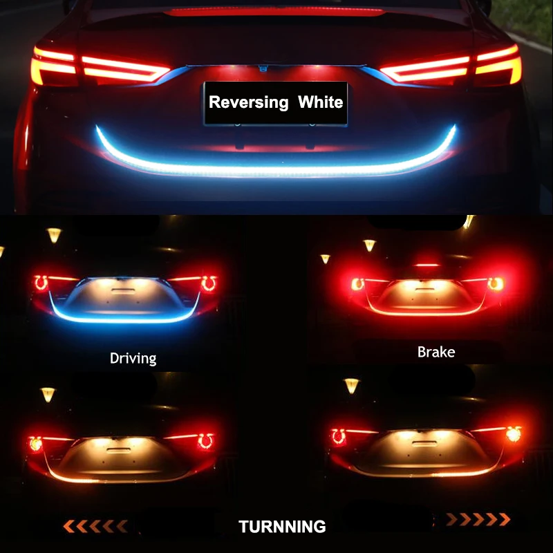 

Car Additional Stop Light Dynamic Streamer Floating LED Strip 12v Auto Trunk Tail Brake Running Turn Signal Lamp car tail light