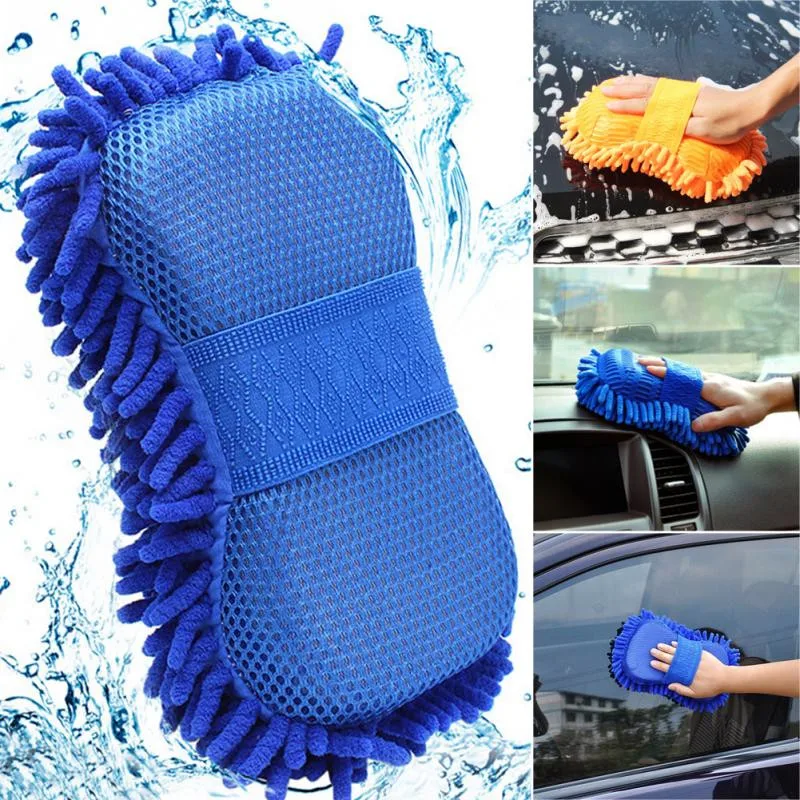 Vendedor Caliente Guantes de lavado para coche, esponja de limpieza en forma de Coral, chenilla de fibra Superfina, 2 en 1 bVnl5VjYO