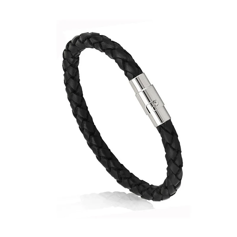 

Multicolor Stainless Steel Button Simple Design Men's Leather Bracelet Birthday Valentine's Day Gift Wholesale Dropshipping