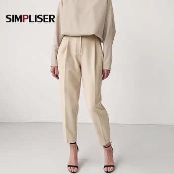 

2020 Hot Women Pants High Waisted Female Suit Pants OL Work Wear Trousers S M L Femme Pantalon Khaki Brown Mujer Pants