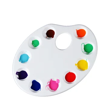 

PP Oval-shaped Paint Tray Palettes with Ten-well Thumb Hole for Painting