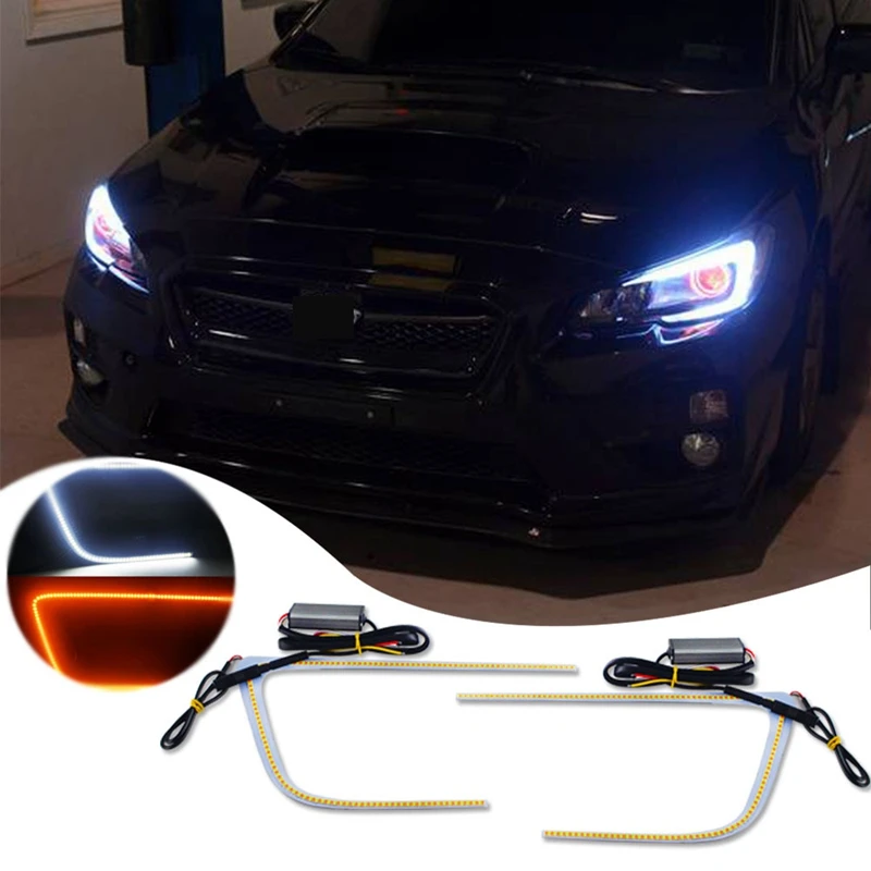 Car Dynamic LED Daytime Running Light Angel Eye DRL with Turning Light for Subaru WRX/STI Legacy