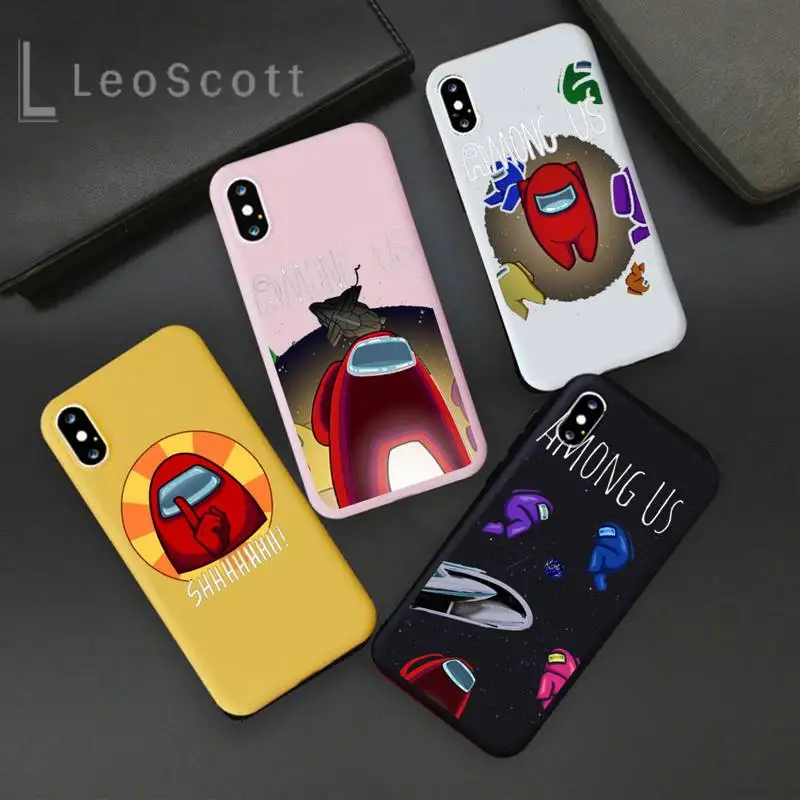 

Among us Phone Case Candy Color Phone Case for iPhone 11 12 mini pro XS MAX 8 7 6 6S Plus X 5S SE 2020 XR