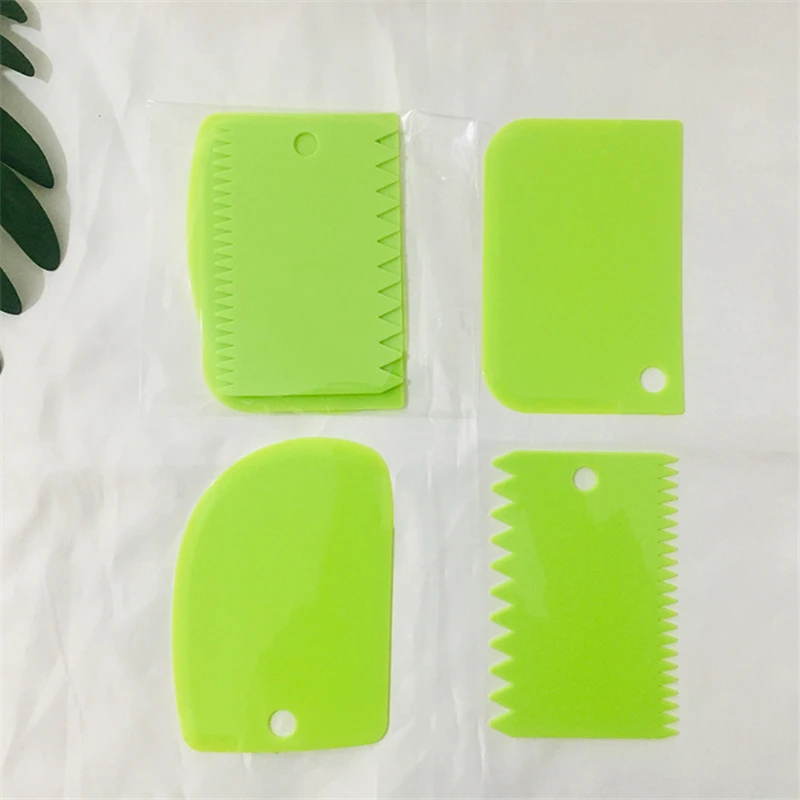 Green 3 шт., кухонный гаджет, инструмент для выпечки кондитерских изделий, пластиковый нож для теста, скребок для мастики, украшения, гладкие зубчатые лопатки, резак, инструмент для торта - Цвет: Green