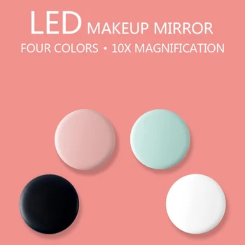 

LED Mini Makeup Mirror 10x HD Magnifier Cosmetic Mirror With Light Abs Material Portable Foldable Makeup Mirror