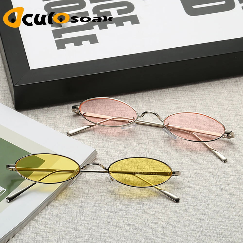 

vintage color Retro Small Oval Sunglasses Women Female Vintage Hip Hop Balck Glasses Retro Sunglass lady Luxury Brand Eyewear