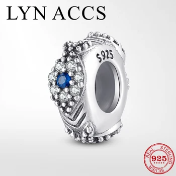 

2019 New Blue Clear CZ Fish Pattern 925 Sterling Silver Spacer Stopper Beads fit Original Pandora Charm Bracelets Jewerly Making