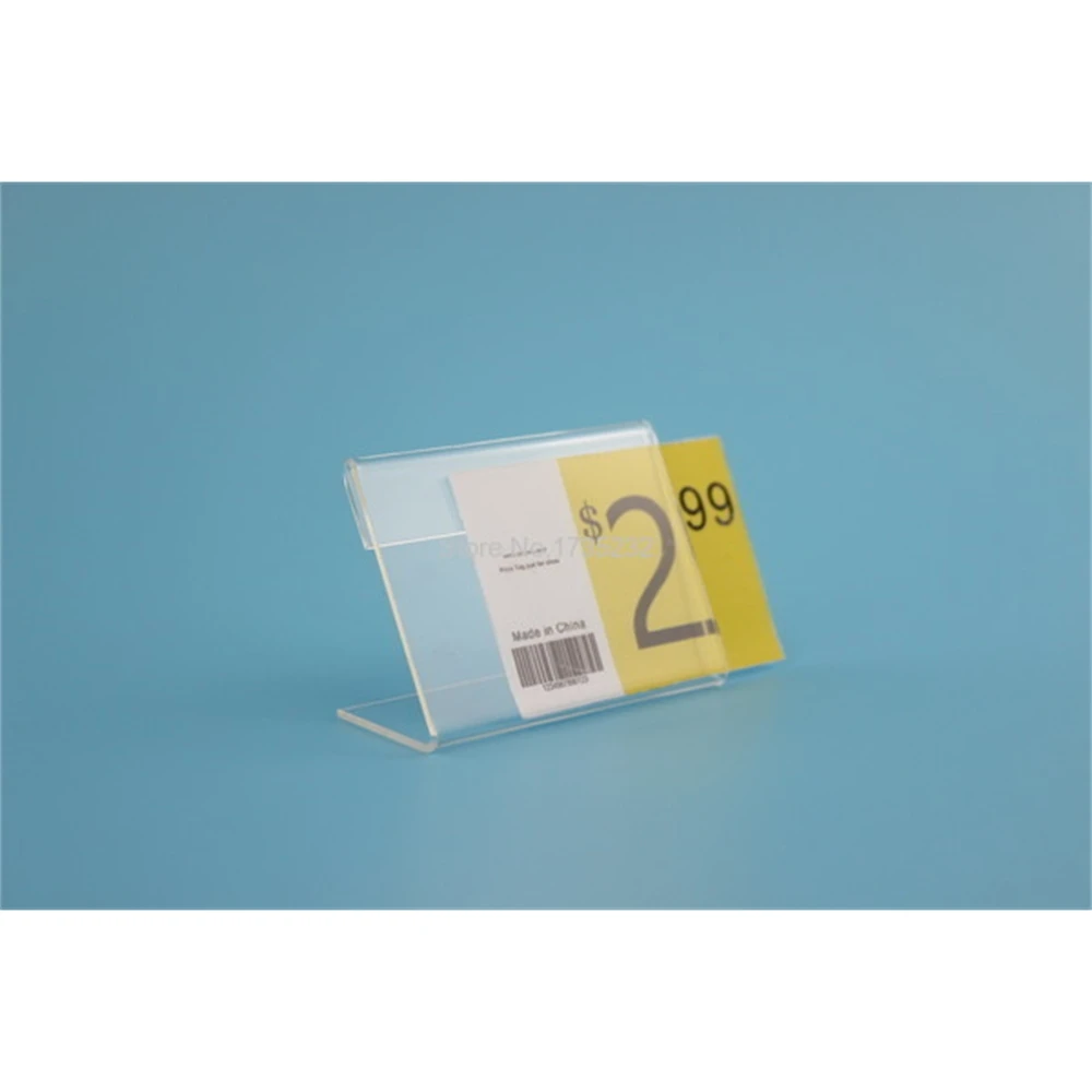4*6cm 50 Pcs L Label Holder Acrylic Label Price Tag Card Display Frame Stand Frame Table Desk Sign Stand Holder Case