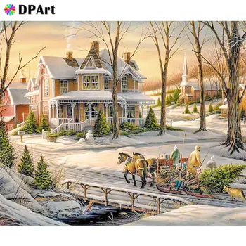 

Diamond Painting 5D Full Square/Round Drill Snow Scenery House Carriage Daimond Rhinestone Embroidery Painting Cross Stitch M652
