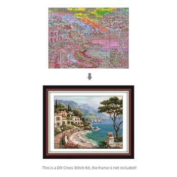 

Harbor of Love Pattern Cross Stitch Kit Needlework Home Wall Decor 14CT Canvas Cloth & Cotton Thread Embroidery Cross-Stitching