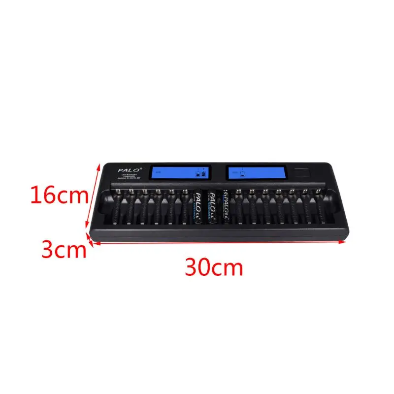 1 комплект 16 слотов Smart AA AAA NiMH NiCd, перезаряжаемый аккумулятор зарядное устройство с ЖК-экраном с настенным адаптером