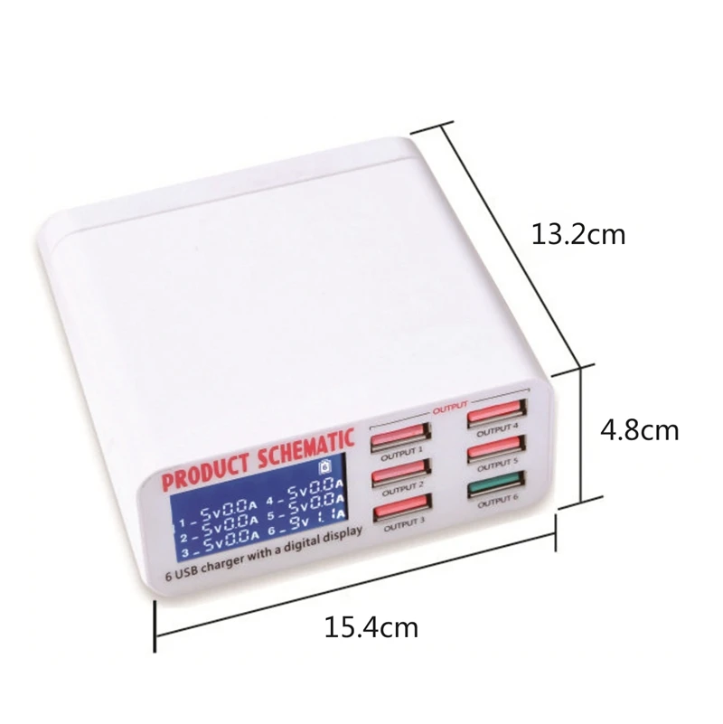 QC3.0 USB Charger 6-Port Charger Smart Multi-Port Charger Mobile Phone Charger LCD Display,EU Plug #5 QC3.0 USB Charger 6-Port Charger Smart Multi-Port Charger Mobile Phone Charger LCD Display,EU Plug #5