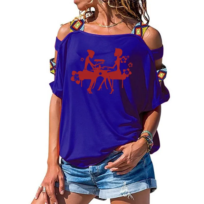 Новое поступление, женская футболка с буквенным принтом, для маникюра, салонов, хлопковая Футболка с принтом, футболка с коротким рукавом, сексуальные топы с открытыми плечами - Цвет: 10