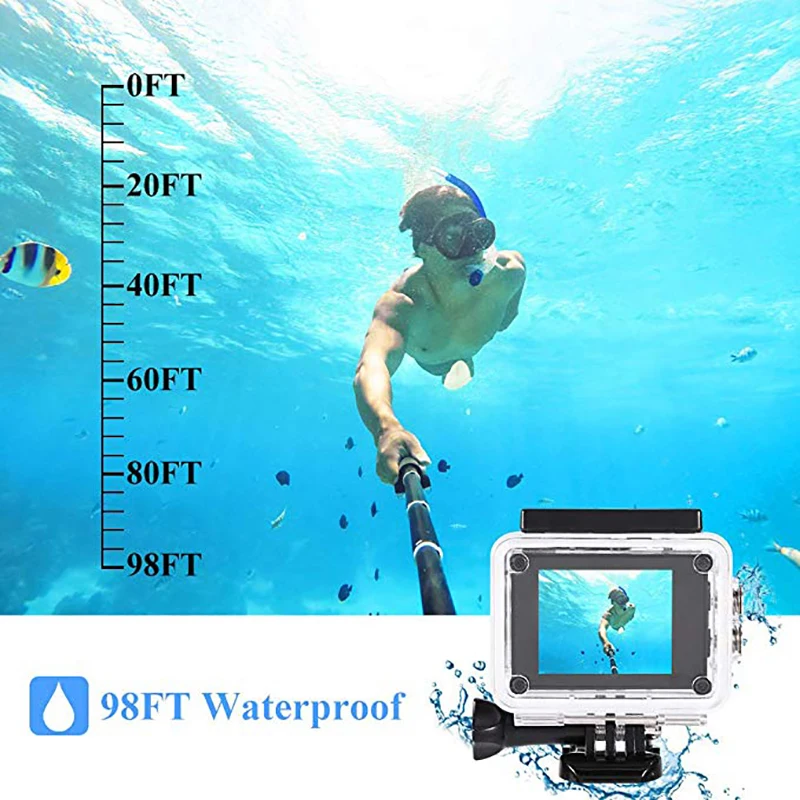 Новая акция Камера со сверхвысоким разрешением Ultra HD, 1080 P, регулируемые подводный рекордер Wifi Спорт Камера s для плавания и серфинга; для дайвинга