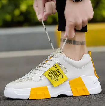 

SHENGYUJIN 2019 spring new breathable student men's shoes casual shoes tide mesh old shoes increased single sports shoes