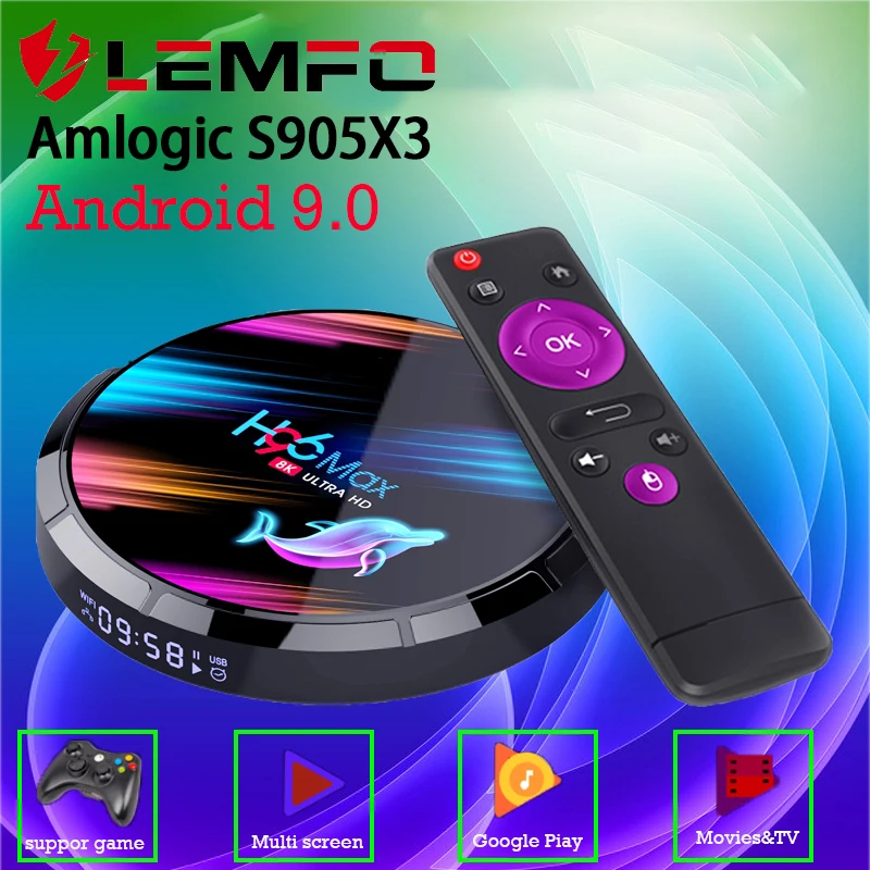 ТВ приставка LEMFO Android 9 0 8K 4 + 64 ГБ HDMI 2 1 LAN 1000 Мбит/с|ТВ-приставки и медиаплееры| |