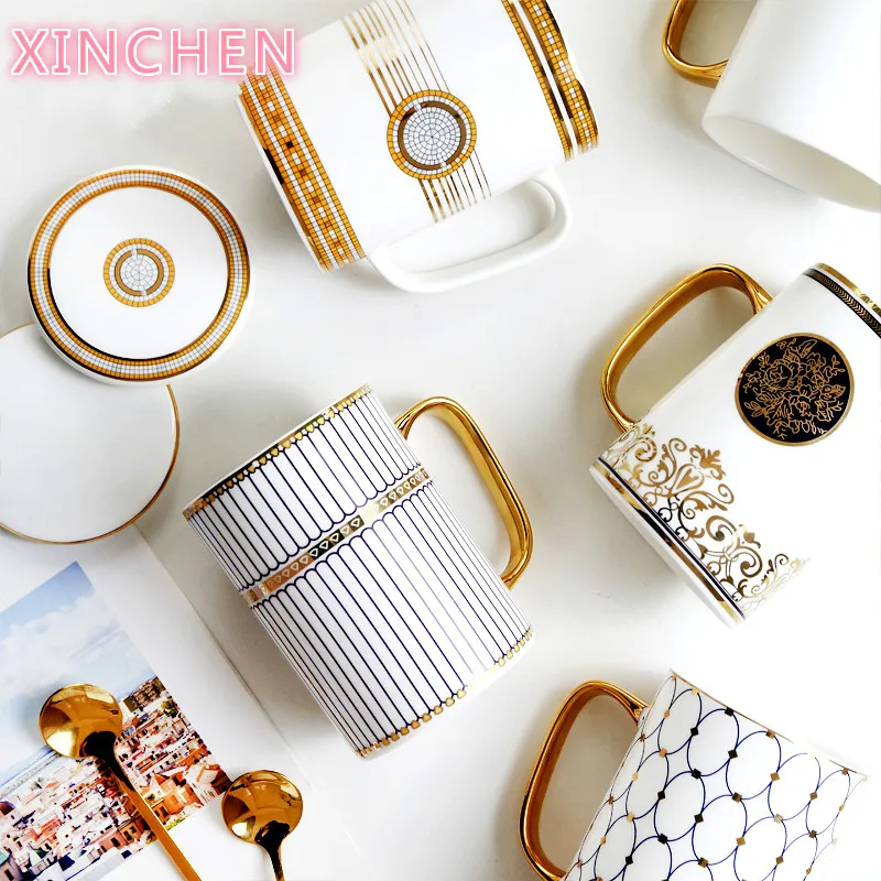 

XINCHEN 2020Cup Ceramic Home Office Water Mug Mug with Lid Spoon Nordic Simple Ins Couple Cup