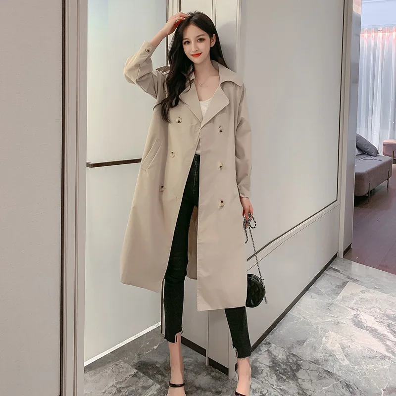 

WOMEN'S Dress 2019 Autumn Clothing New Products Korean-style Elegant Classic Double Breasted Loose-Fit Slimming Mid-length Trenc