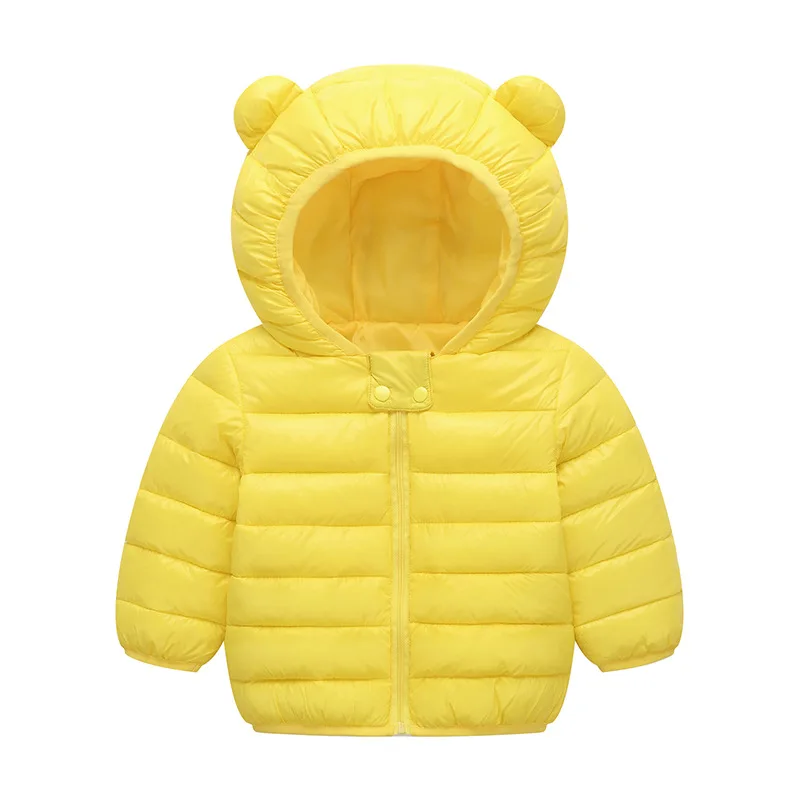 Милая куртка для маленьких девочек возрастом от 1 года до 5 лет модные пальто с капюшоном и ушками для маленьких мальчиков, осенняя одежда для девочек Одежда для младенцев Детские куртки - Цвет: Yellow
