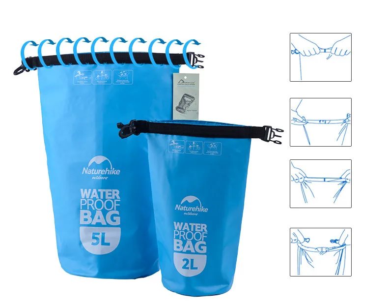 NatureHike 2L 5L наружная водонепроницаемая сумка, Ультралегкая Водонепроницаемая сухая сумка на плечо, Пляжная, для плавания, дайвинга, серфинга, водонепроницаемая сумка