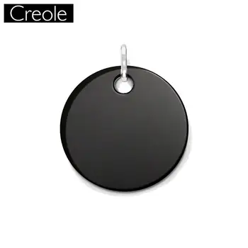 

Pendant Round Disk Onyx 925 Sterling Silver For Women Men Europe Style Soul Jewelry Romantic Gift Fit Bracelets Or Necklace