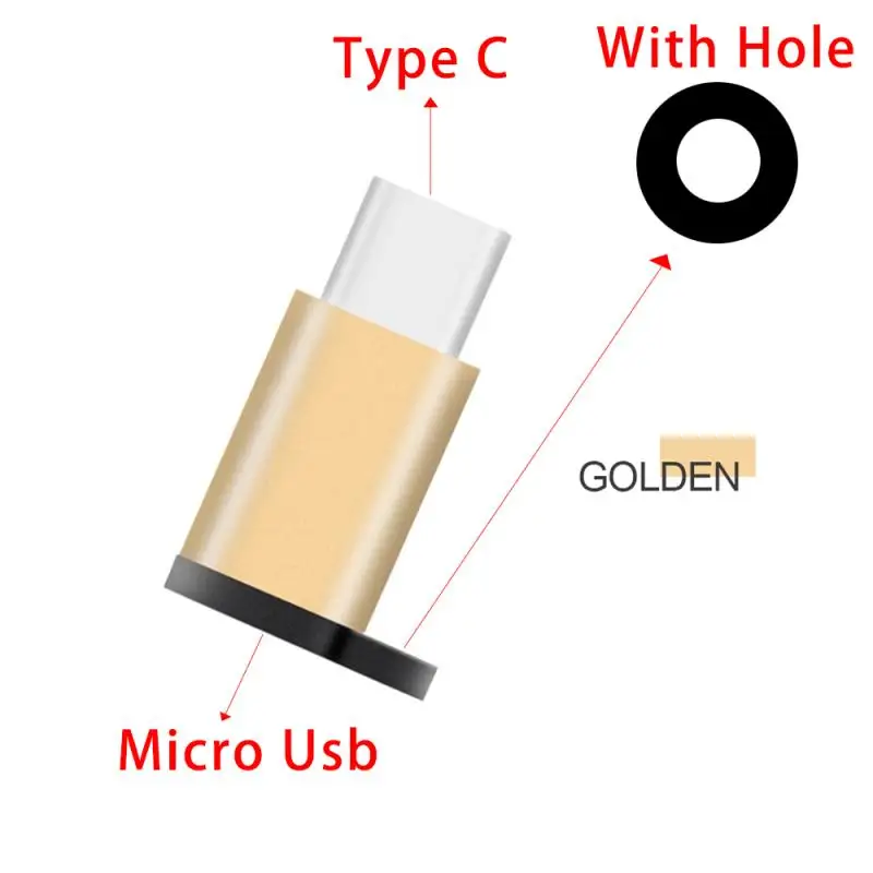 Micro USB Женский Тип C Мужской адаптер для huawei samsung Xiaomi type-c интерфейс зарядки мобильного телефона конвертер с отверстием - Цвет: 1