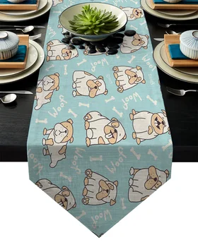 

Lovely Dog Cute Bulldog Pet Table Runner Table Flag Home Party Decorative Tablecloth Table Runners