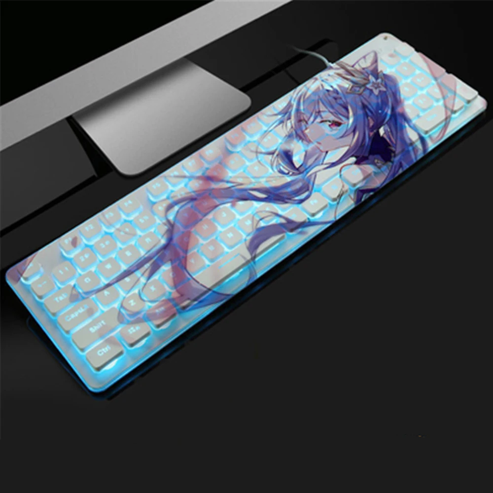 Teclado Retroiluminado para Jogos com Teclado Chocolate Mudo Usb Anime Escritório Laptop pc Jogos 104 Chaves - Imagem 4