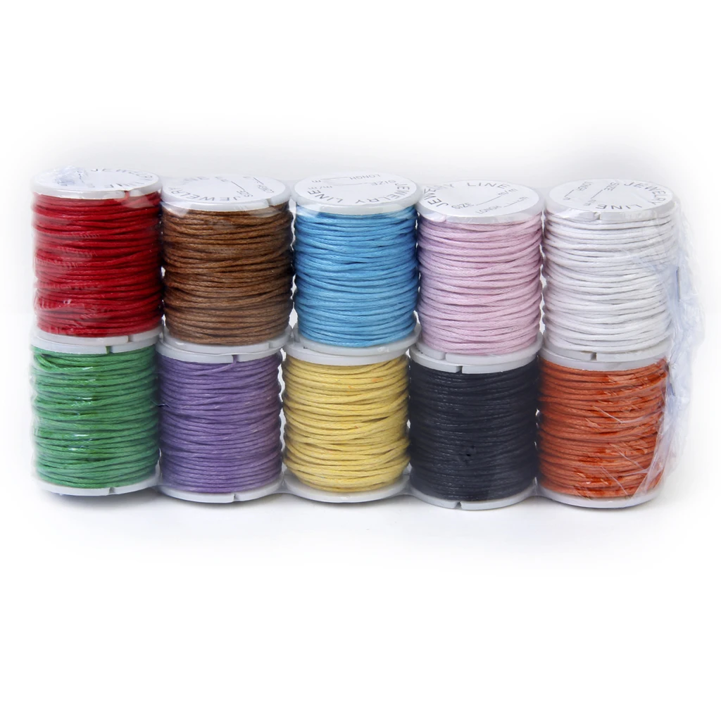 10 Rolls Mix-Colors Waxed Cotton String Beading Thread 1mm for Jewelry Craft DIY