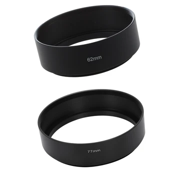 

2 Pcs Screw Mount Metal Lens Hood for Digital Video Camera Black 77mm & 62mm