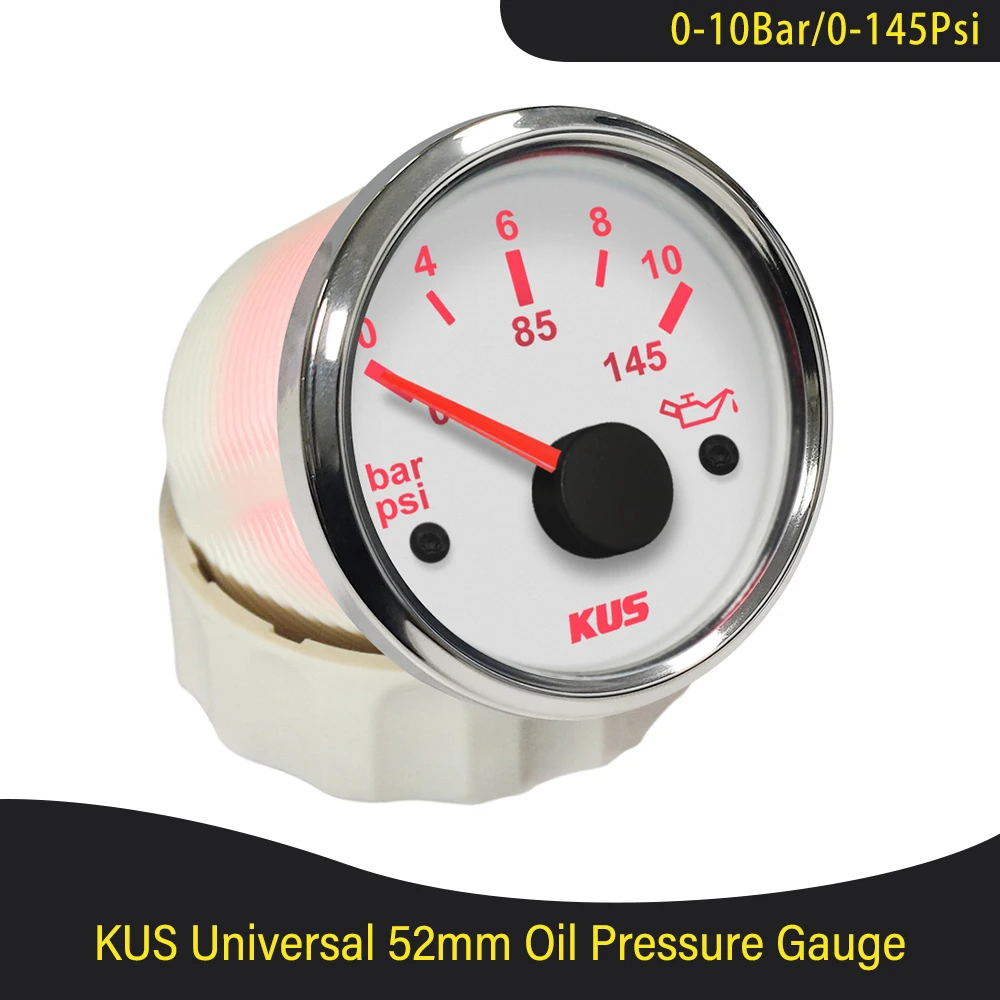Almencla Electronic Oil Pressure Press Gauge Meter 52mm 0-1000KPa/ 0-145PSI for 12V Car Vehicle Black 