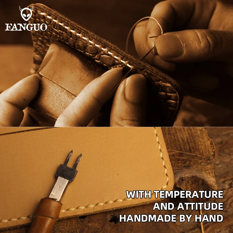 Handmade Retro Genuine Leather With Crocodile Pattern Men Wallet Leather Card Slot Short Wallet Money Clips Money Bag For Male