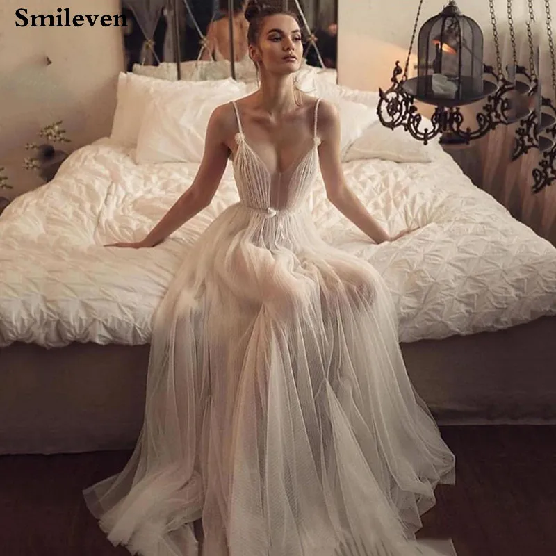 

Женское свадебное платье Smileven, на тонких бретелях, в стиле бохо