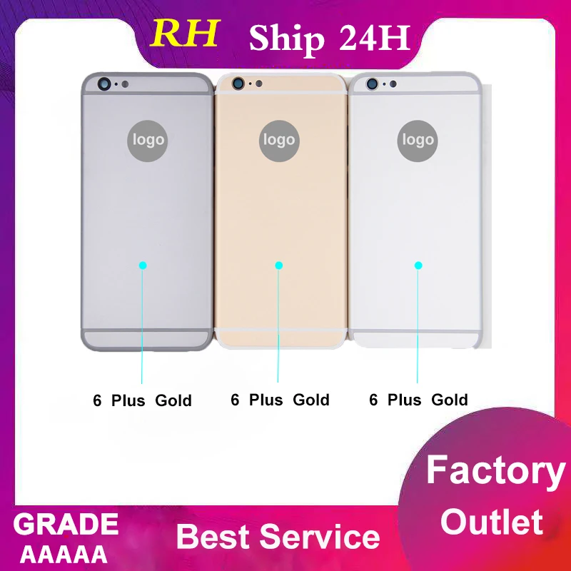 AAA+ Quality Housing Case For iPhone 6 plus Battery Cover Middle Frame Replacement Back Housing For iphone 6 Plus with logo