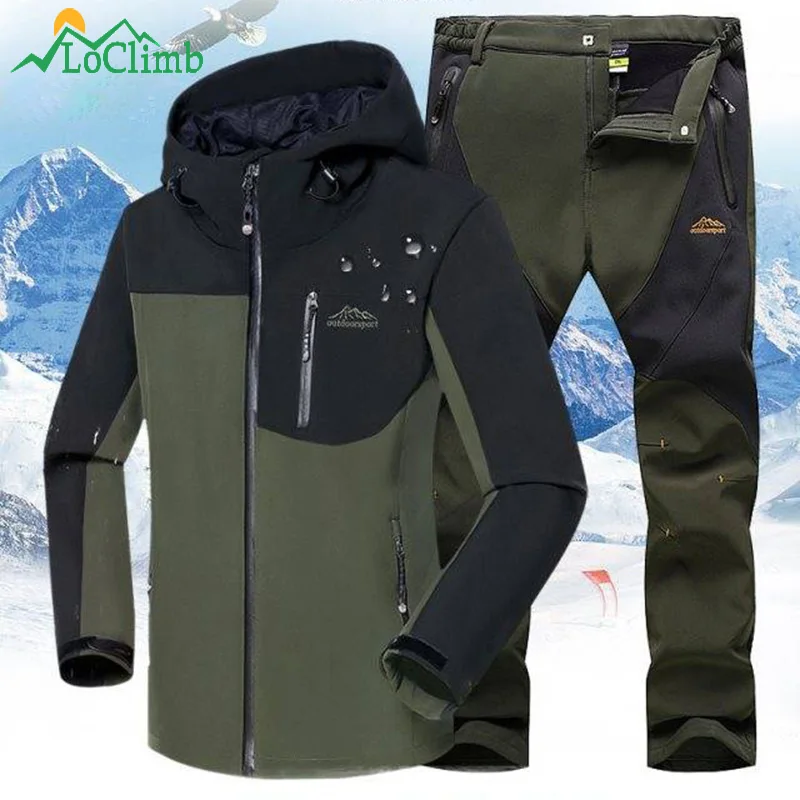 

LoClimb Men's Softshell Jacket Men Outdoor Hiking Jacket Waterproof Camping/Climbing Windbreaker Autumn/Winter Jackets AM408