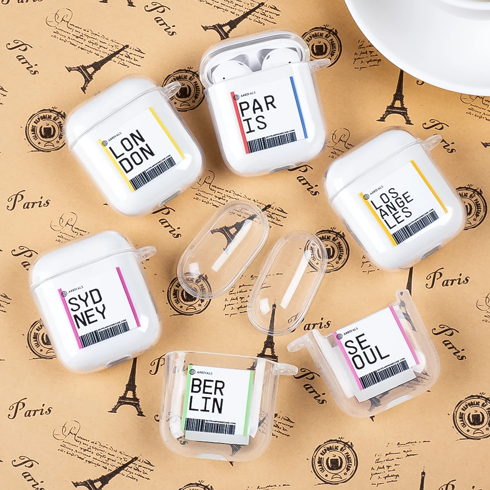 Чехол для наушников Airpods 2 1 милый чехол с изображением туристического города