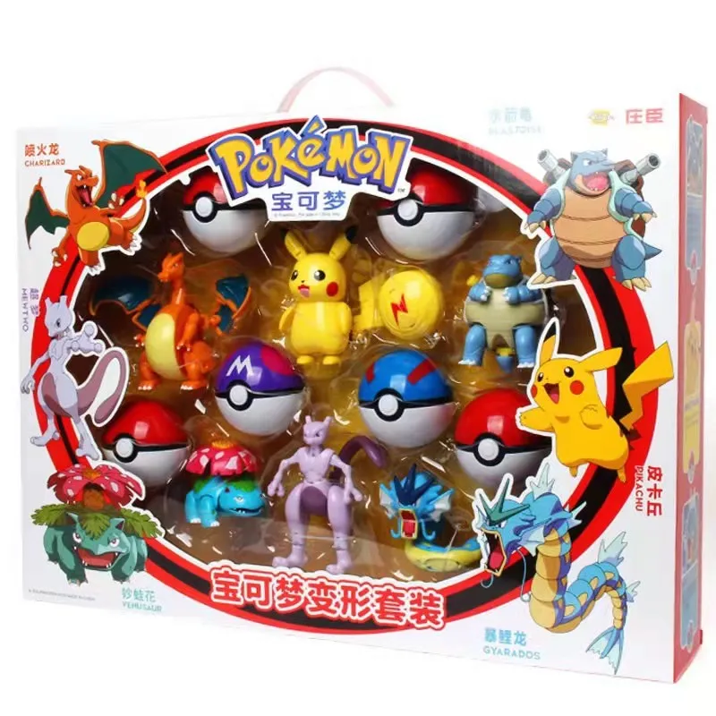 dragon ball z toys Pokemon Anime Figure Deformation Toy Pikachu Charizard Mewtwo Eevee Pocket Monster Pokeball Action Model Best Kids Birthday Gift predator toys